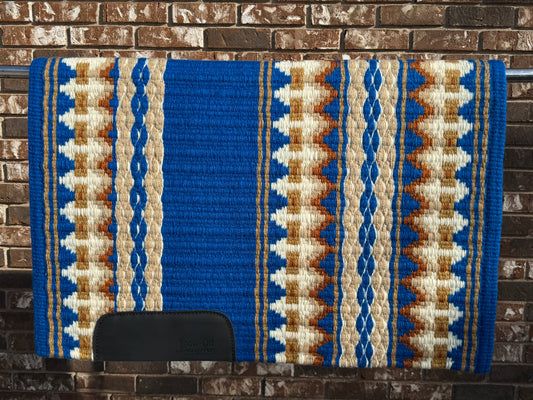 B483 Oversized Saddle Blanket Bright Royal Blue, Indian Tan, Seductive Honey, Rust, Cream