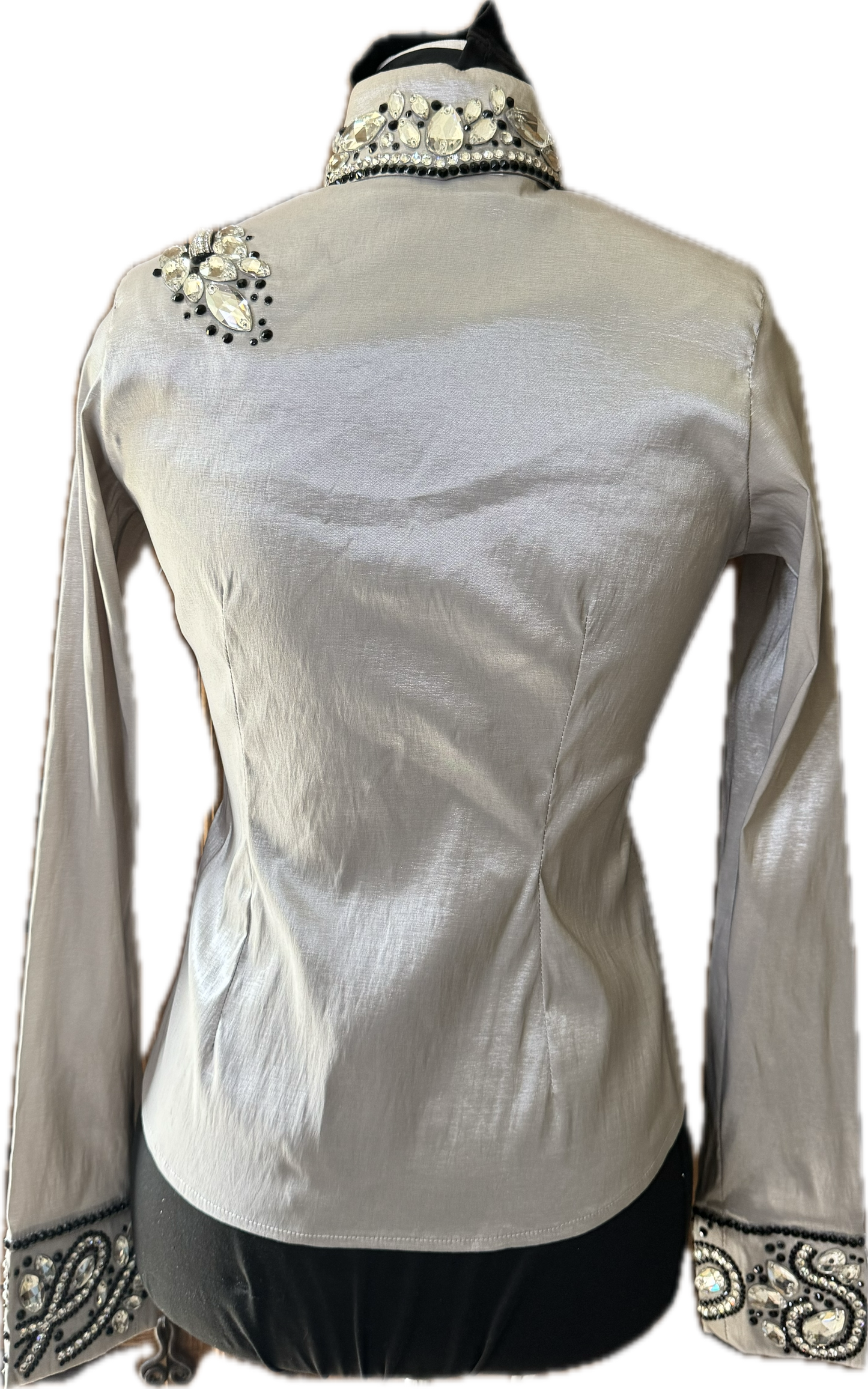 Extra Small Vest Set black and grey with matching day shirt. vest has detachable fringe