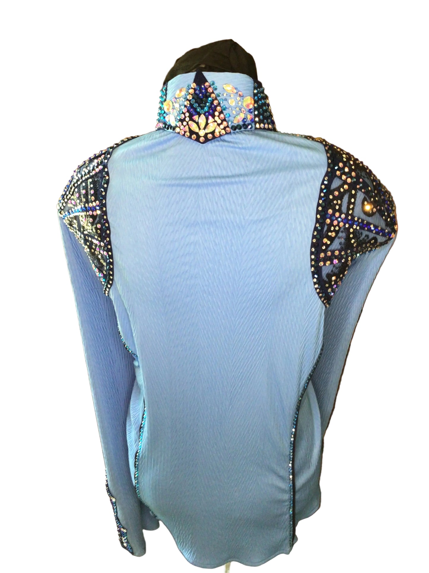 XXL Sky Blue Textured Lycra with Navy Accents