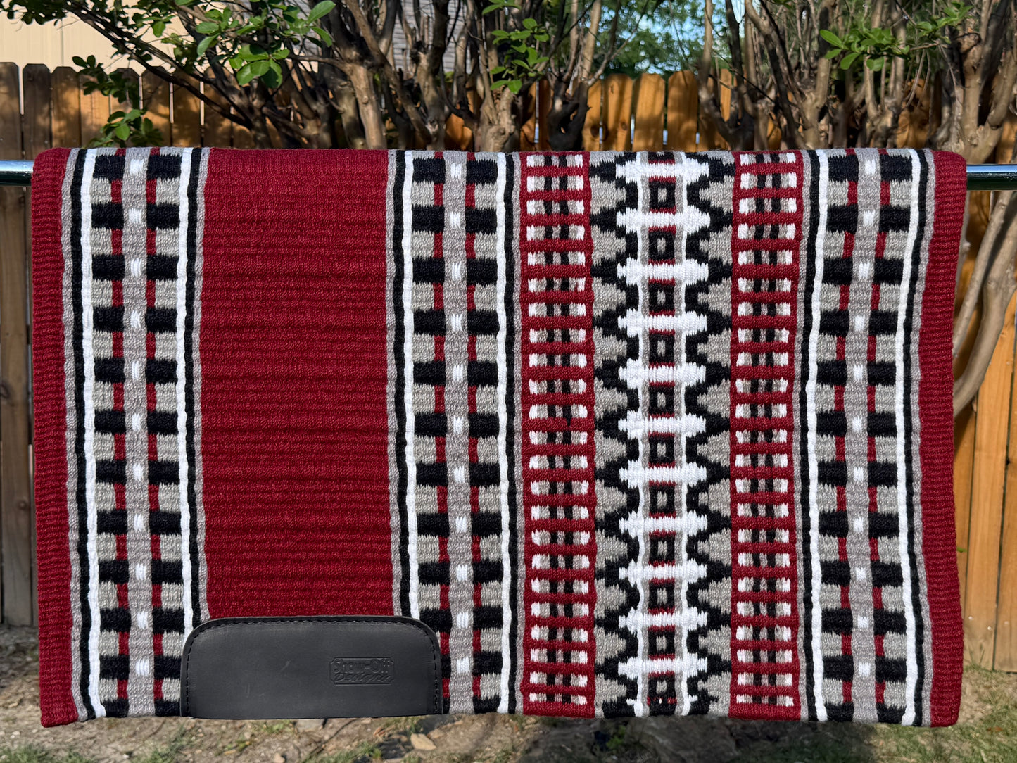 B546 Oversized Saddle Blanket Maroon, White, Black, Grey