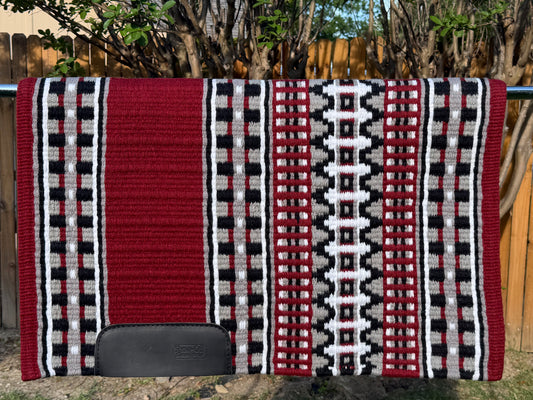 B546 Oversized Saddle Blanket Maroon, White, Black, Grey