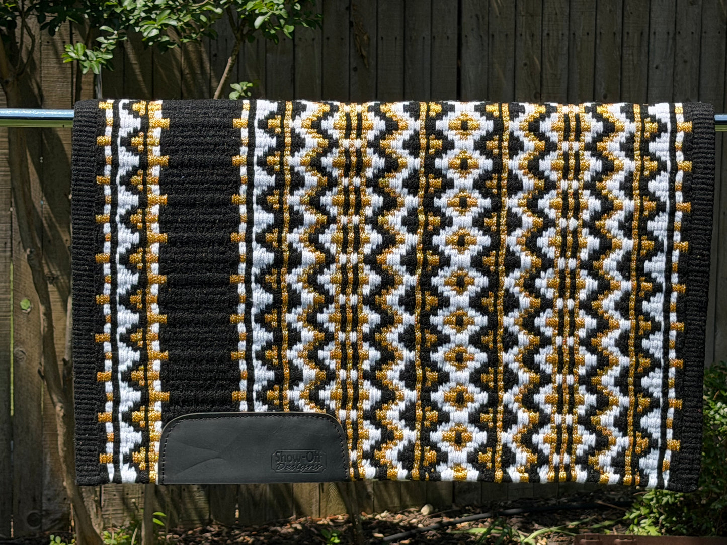 B510 Oversized Saddle Blanket Black, White, Matte Dark Metallic Gold