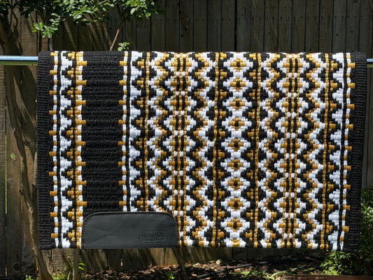 B510 Oversized Saddle Blanket Black, White, Matte Dark Metallic Gold