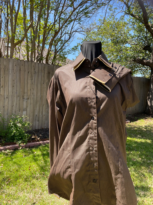 #tanblkwest Womens's Western Shirt Size 14 Tan and Black