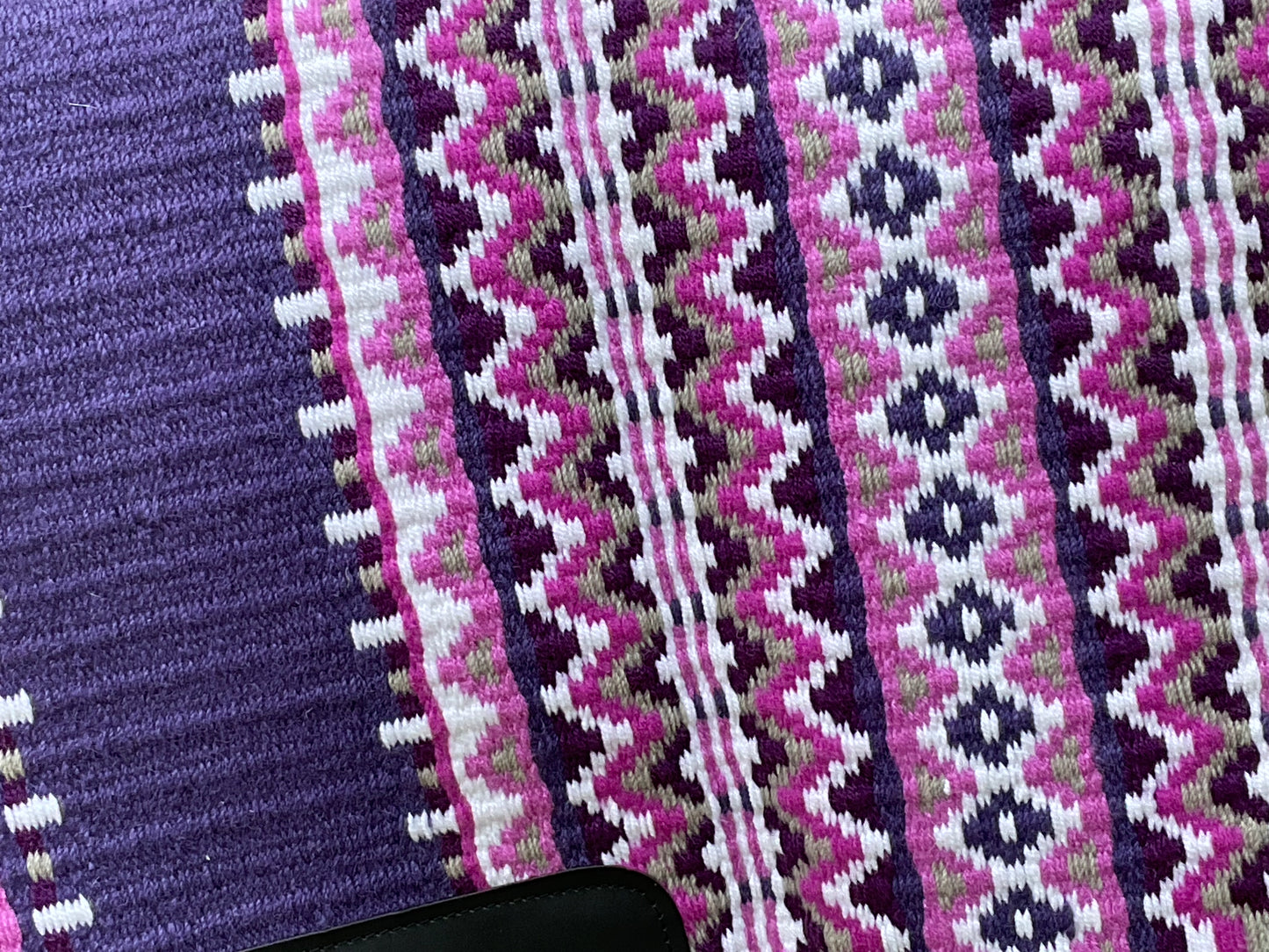 a136- Oversized Saddle blanket Purple, Dark Fuchsia, Light Fuchsia, White, Ash
