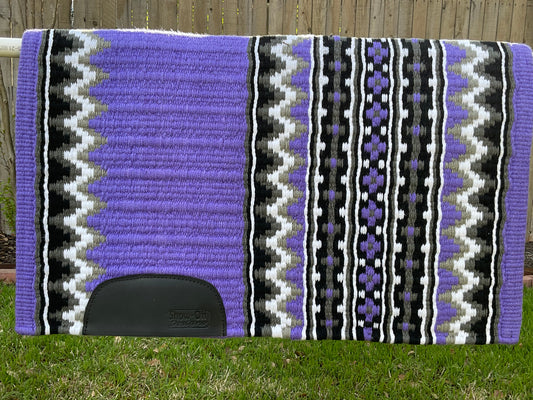 a126- Oversized Saddle blanket Soft Purple, Black, Charcoal, White and Ash