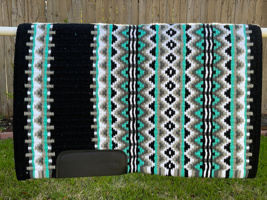 a117- Oversized Saddle blanket Black, Ash, Charcoal, White and Mint