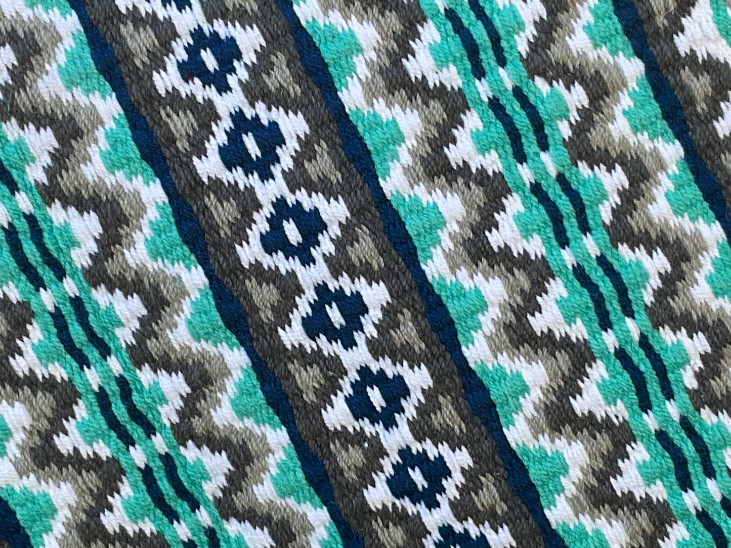 a116- Oversized Saddle blanket Turquoise, navy blue, brown and white