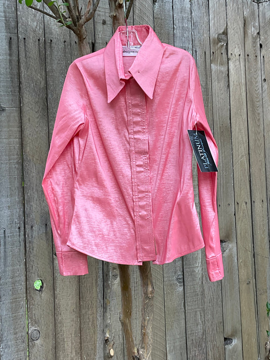 Kids Size 6 Coral Stretch Taffeta Shirt with Hidden Zipper