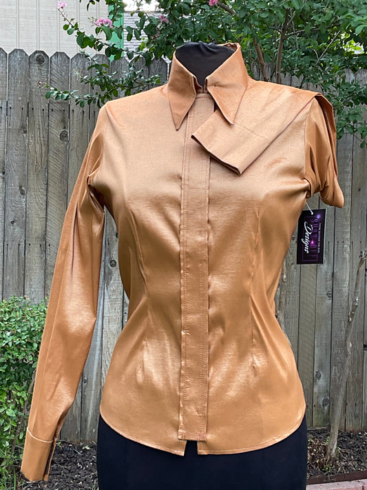 Gold Plain stretch taffeta shirt