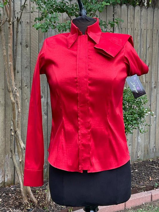 Red Plain Shirt stretch taffeta