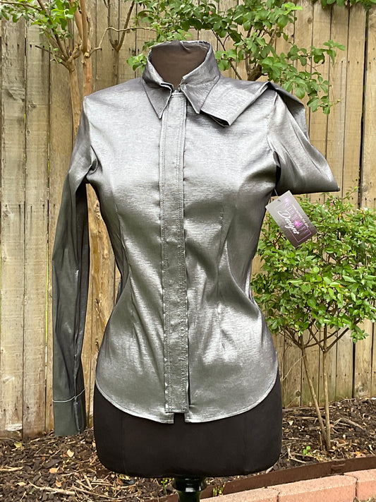 Charcoal Grey Plain stretch taffeta shirt