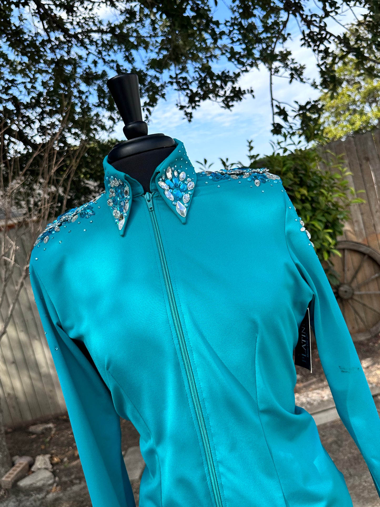 Size Large day shirt teal tons of stretch front zip
