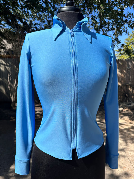 Adult Plain Zip Up Shirt Victory Light Blue