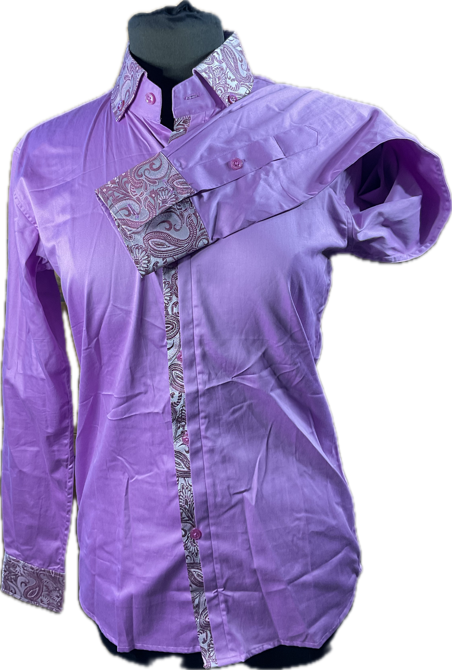 *38 Bust* Western/Ranch cotton button up, mauve with matching paisley trims