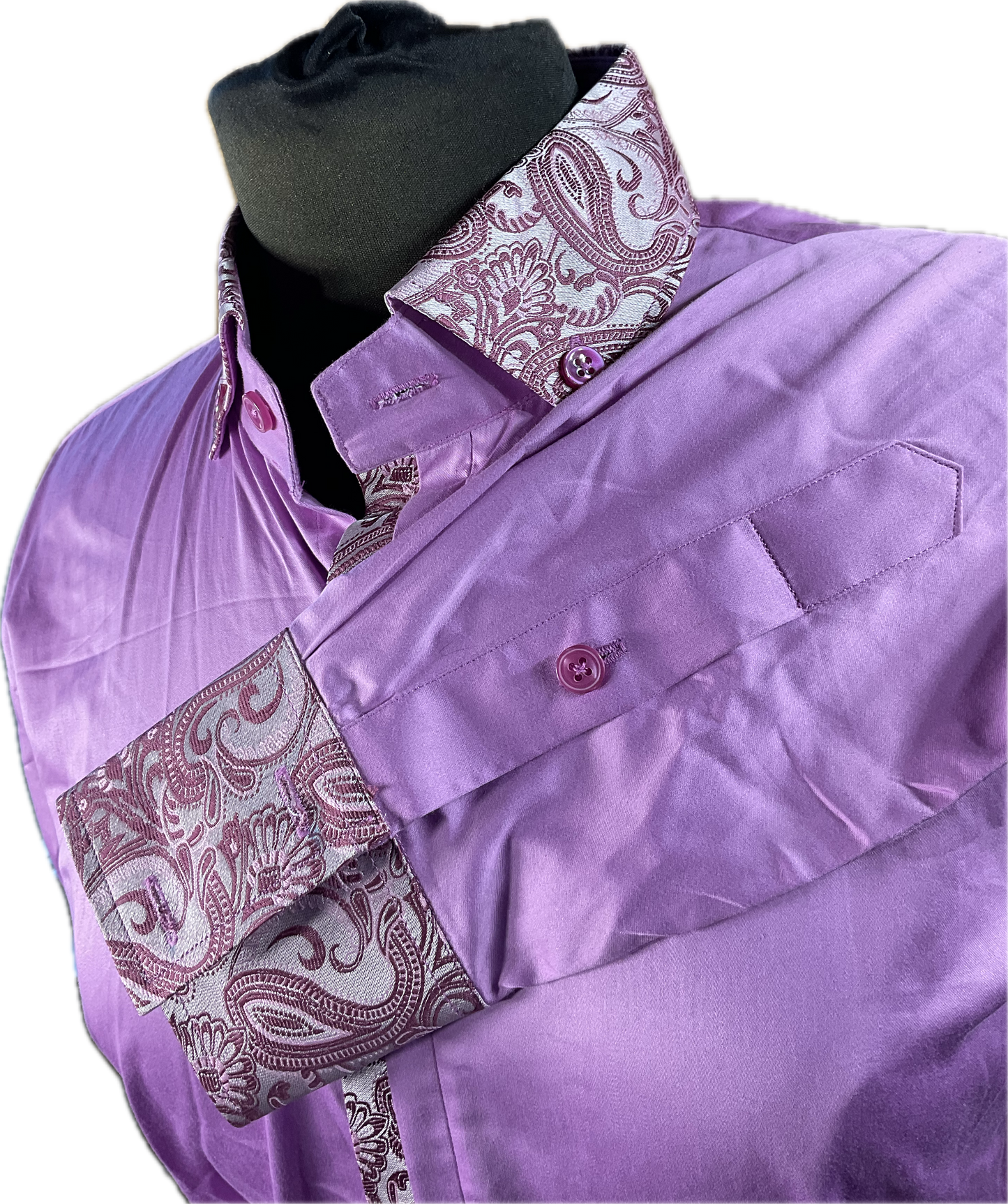 *38 Bust* Western/Ranch cotton button up, mauve with matching paisley trims