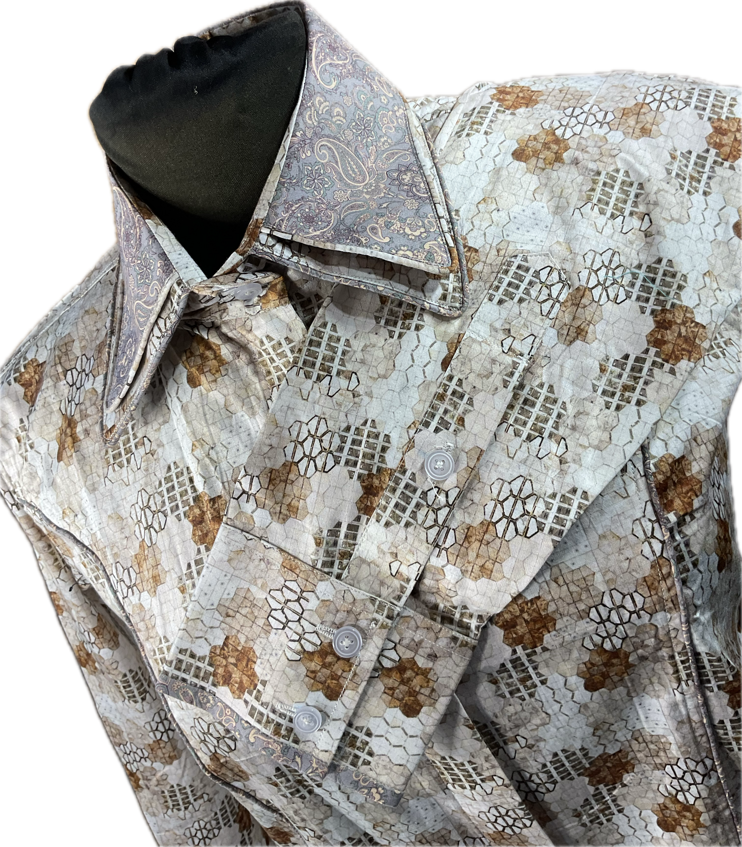 *40 Bust* Western/Ranch single collar hidden zipper honeycomb fabric with beautiful trims