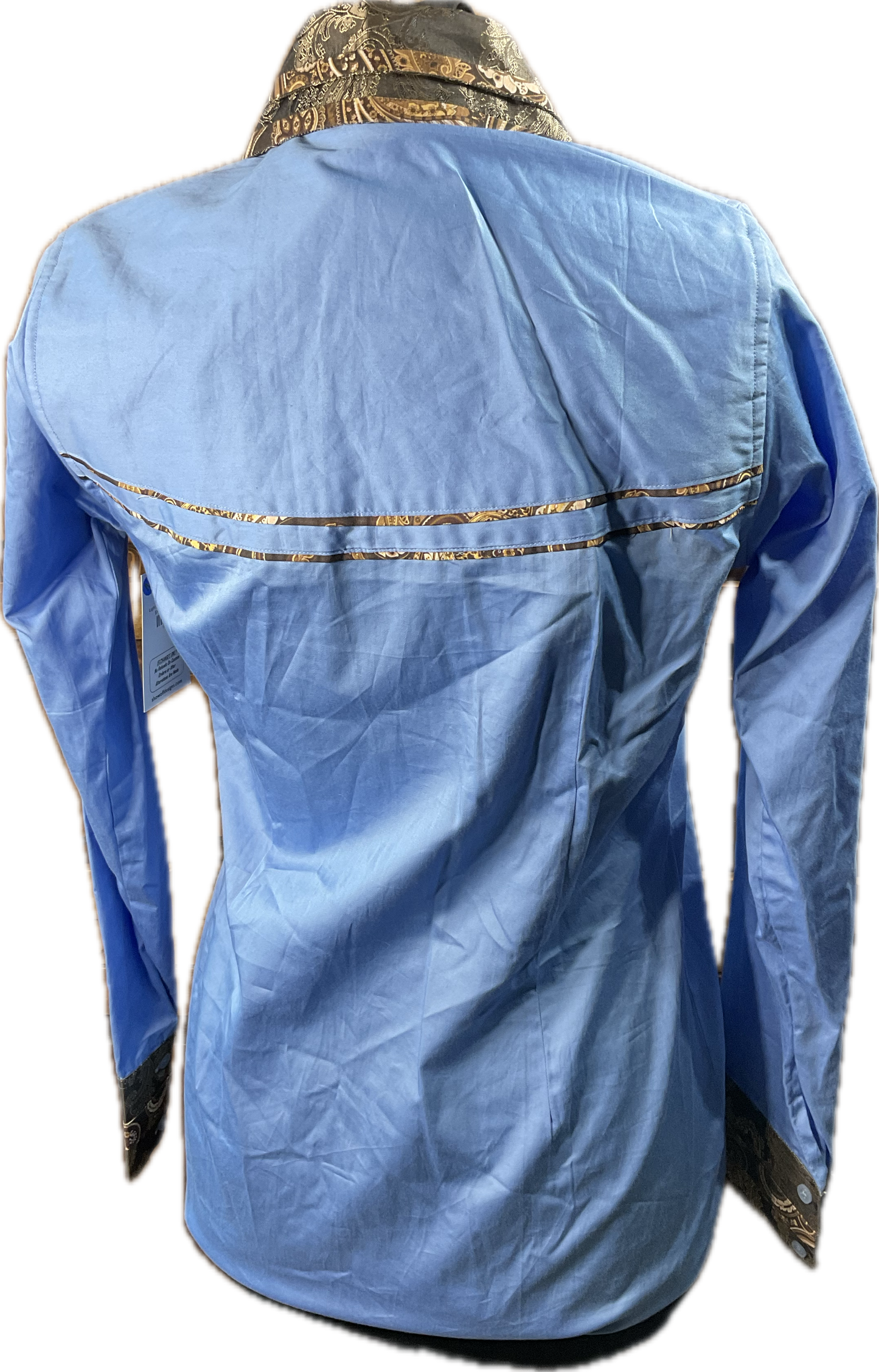 *38 Bust* Western/Ranch button up double collar. Sky blue with putter trims retro designs