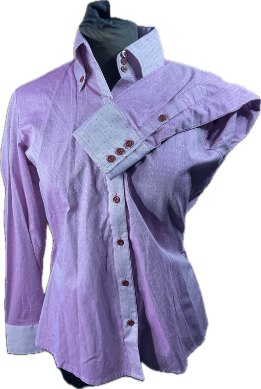 *40 Bust* Western/Ranch button up single collar. Mauve two tone