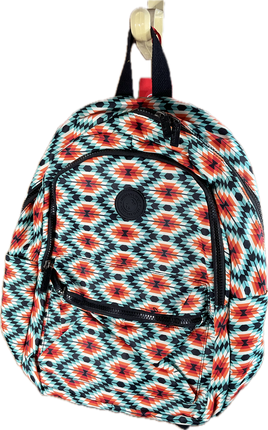 Montana West Backpack Blues and orange aztec design