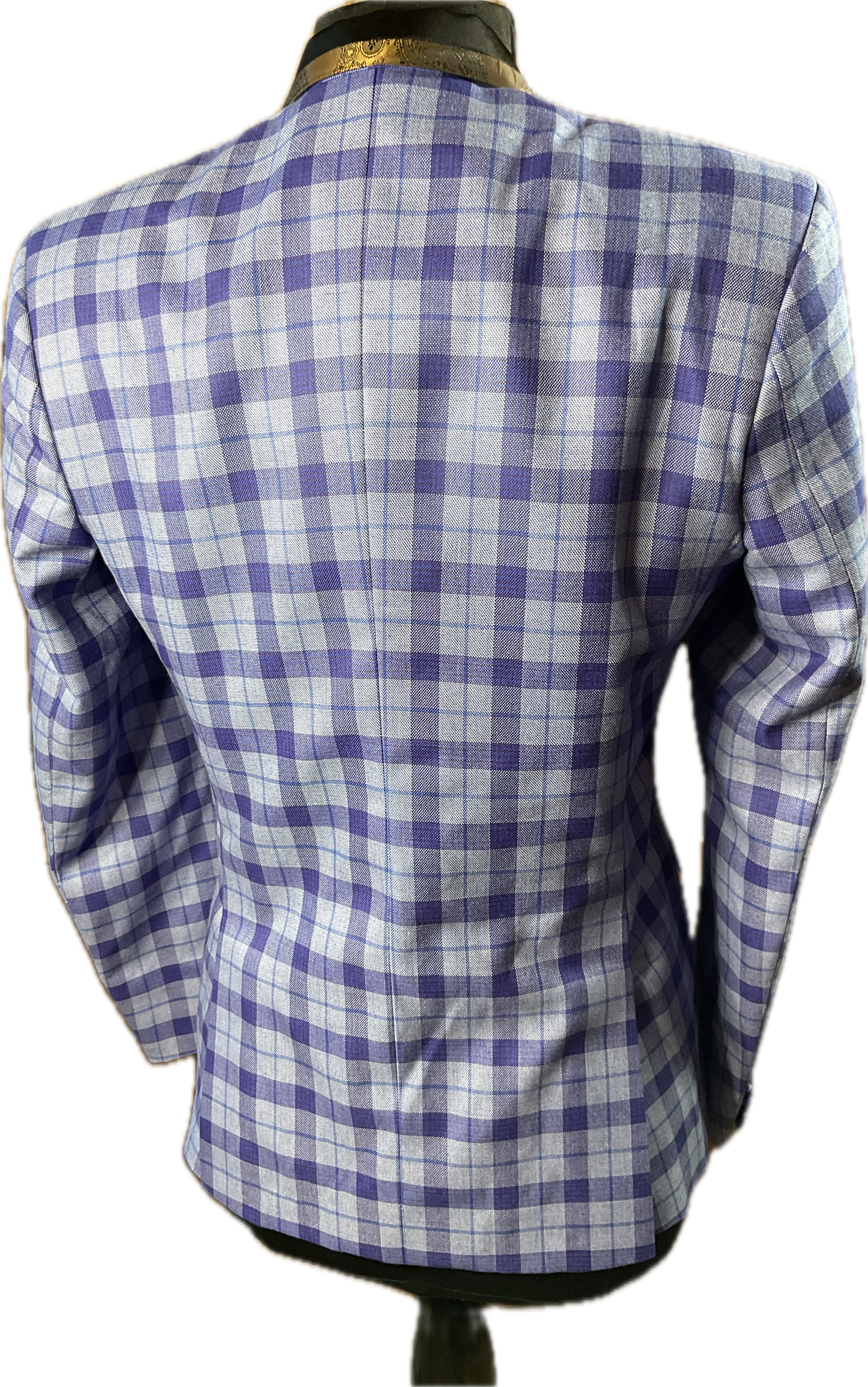 *36 Bust* Blue plaid with copper satin trims and velvet collar