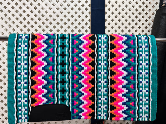 353 oversized saddle blanket bright teal white black neon pink orange royal blue