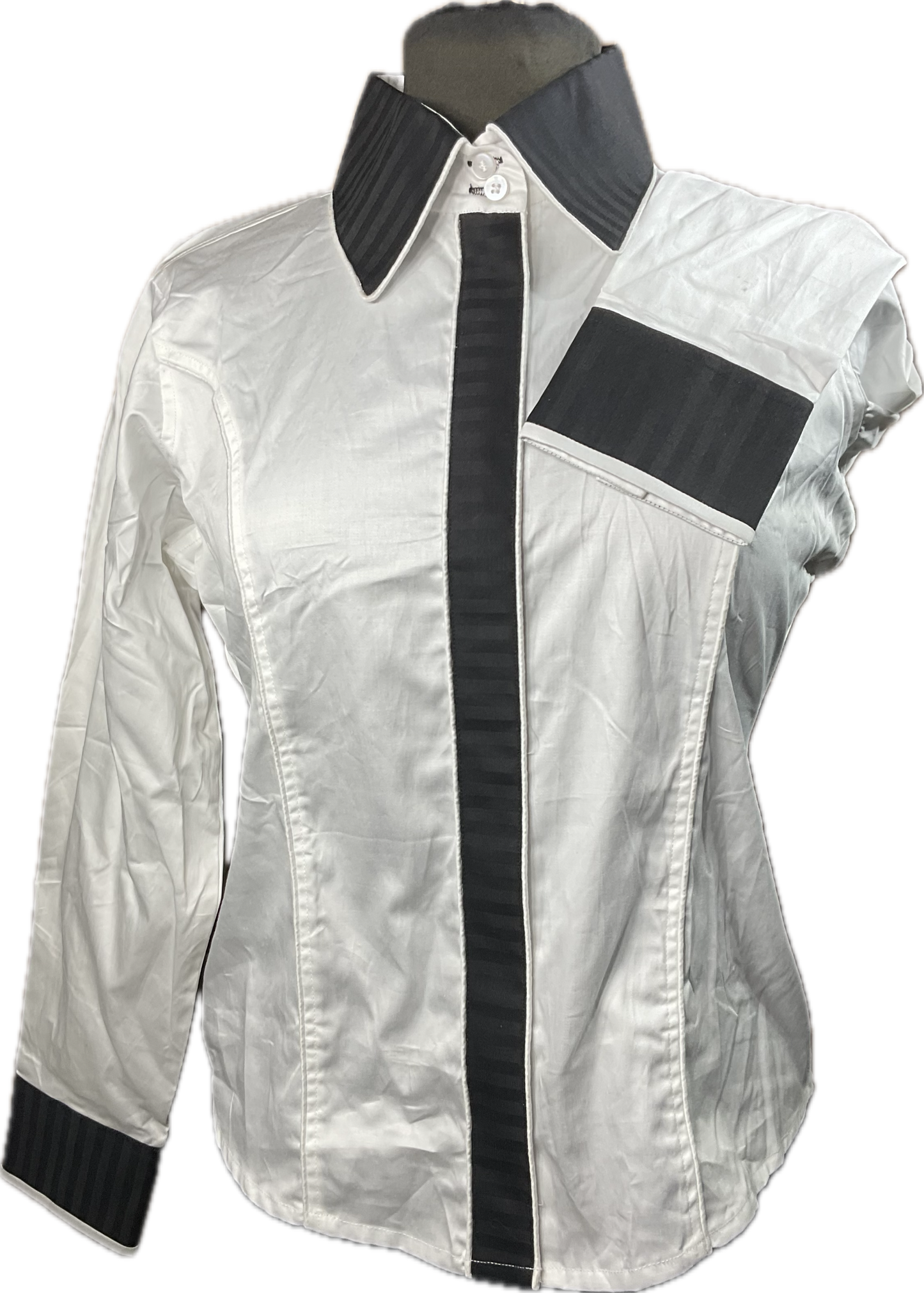 *38 Bust* Western/Ranch cotton hidden zipper, single collar white and black