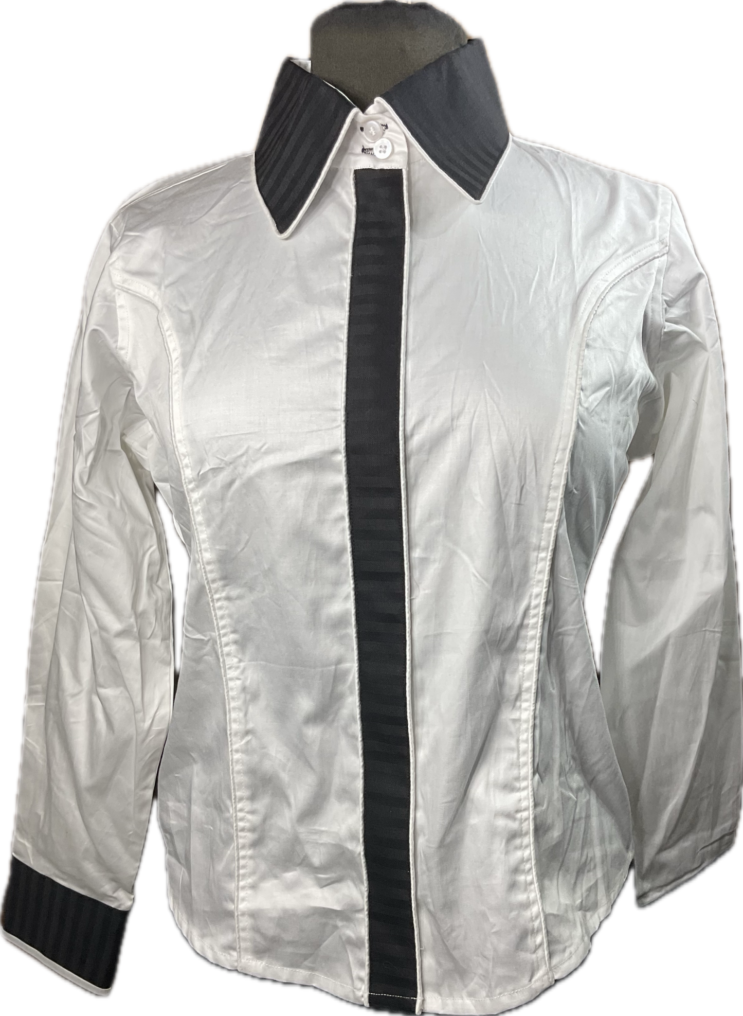 *38 Bust* Western/Ranch cotton hidden zipper, single collar white and black