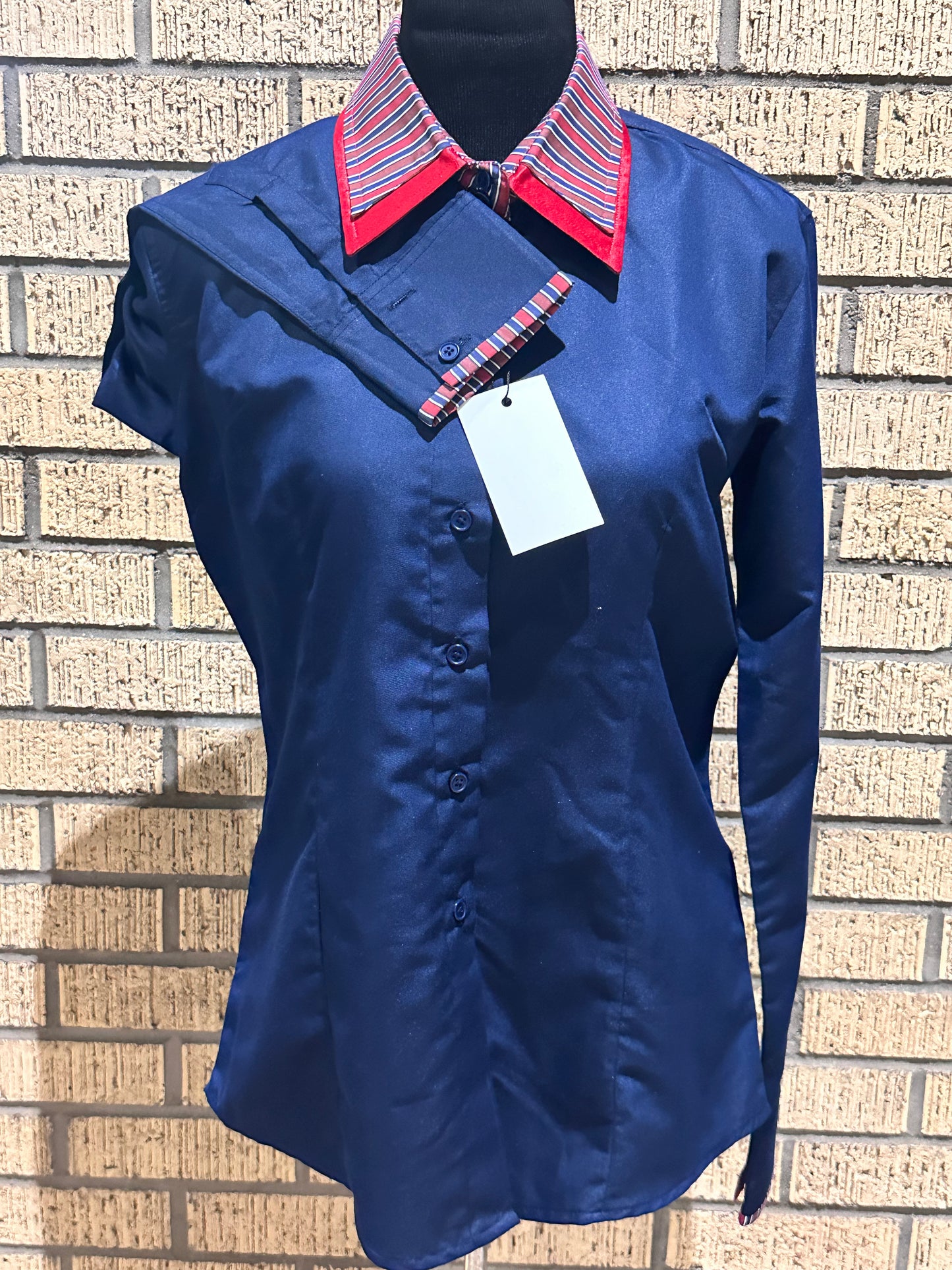 western shirt size large navy with red trims