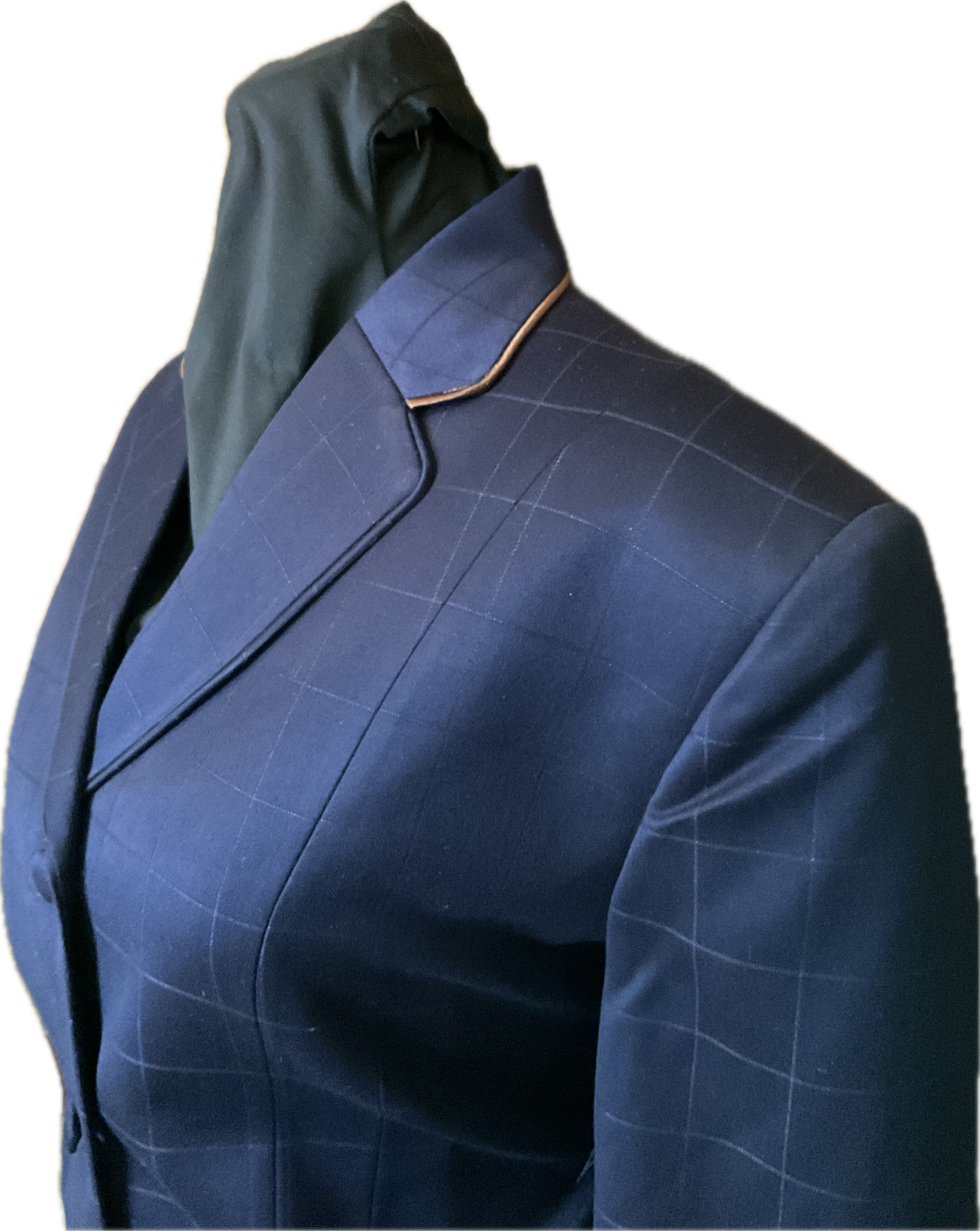 40 Bust* Navy with Matching Velvet Collar and Rust Piping
