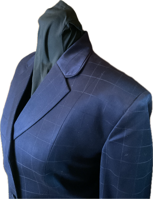 *38 Bust* Navy Plaid with Matching Velvet Collar