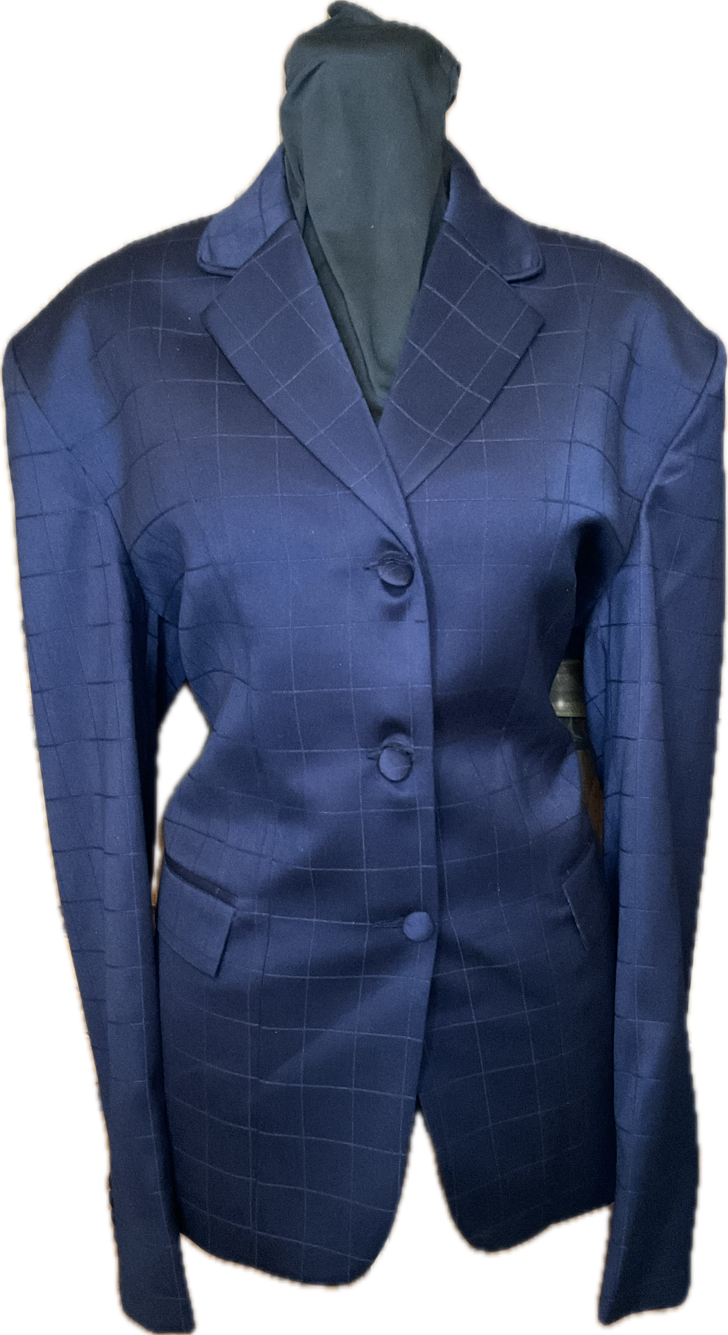 *44 Bust* Navy Plaid with Matching Velvet Collar