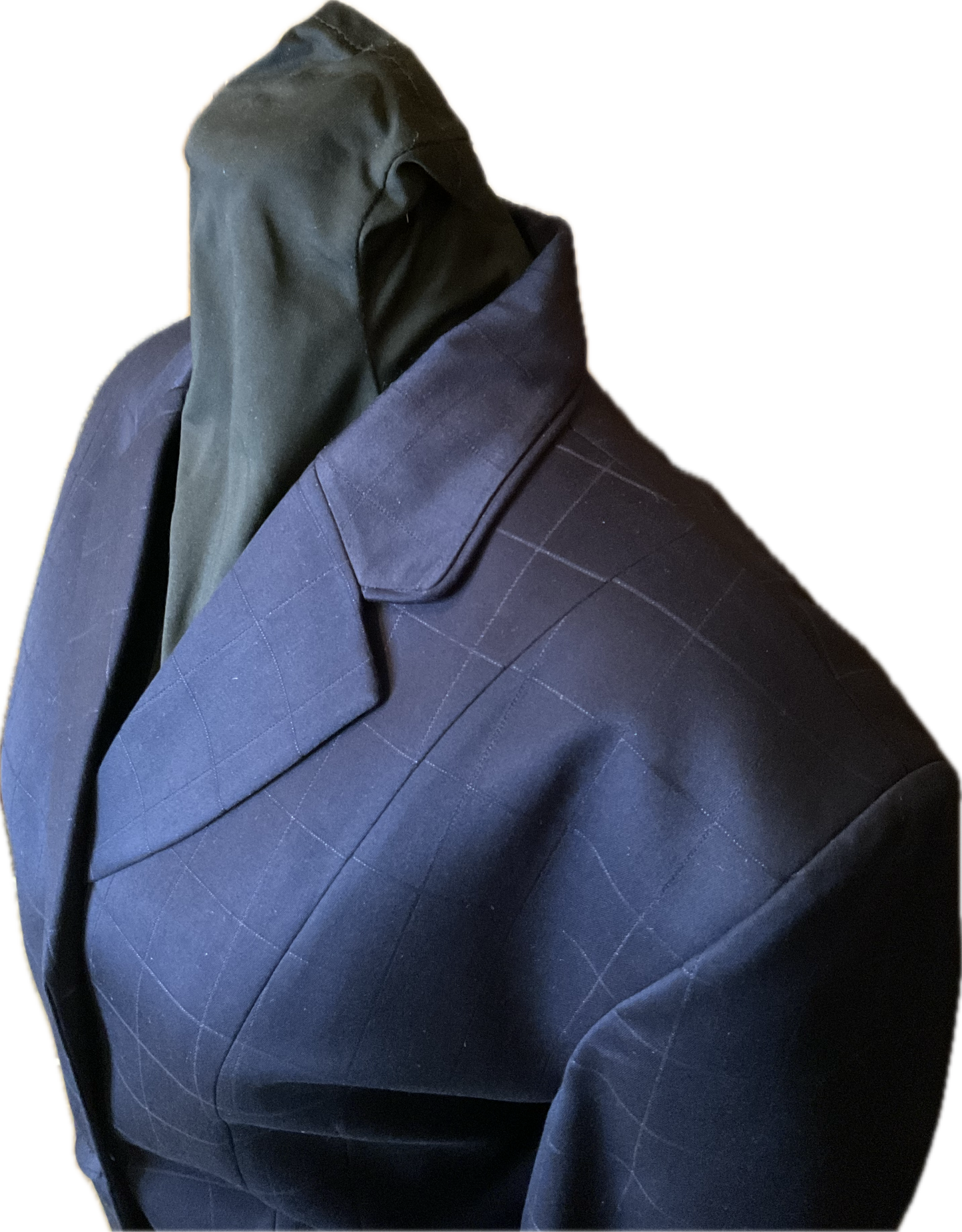 *44 Bust* Navy Plaid with Matching Velvet Collar