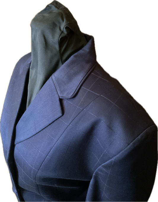 *44 Bust* Navy Plaid with Matching Velvet Collar