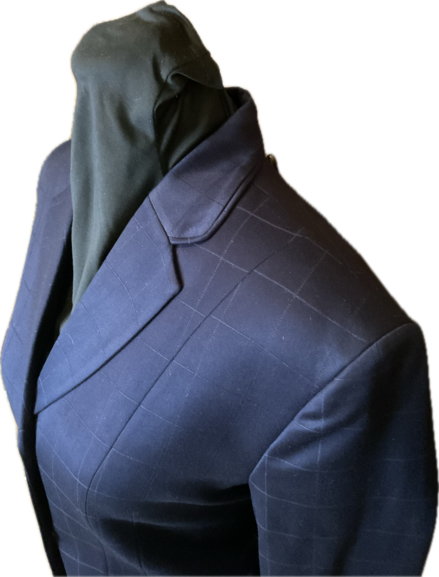 *34 Bust* Navy Plaid with Matching Velvet Collar and Piping