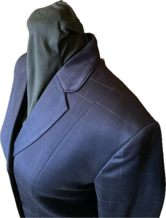 *34 Bust* Navy Plaid with Matching Velvet Collar and Piping