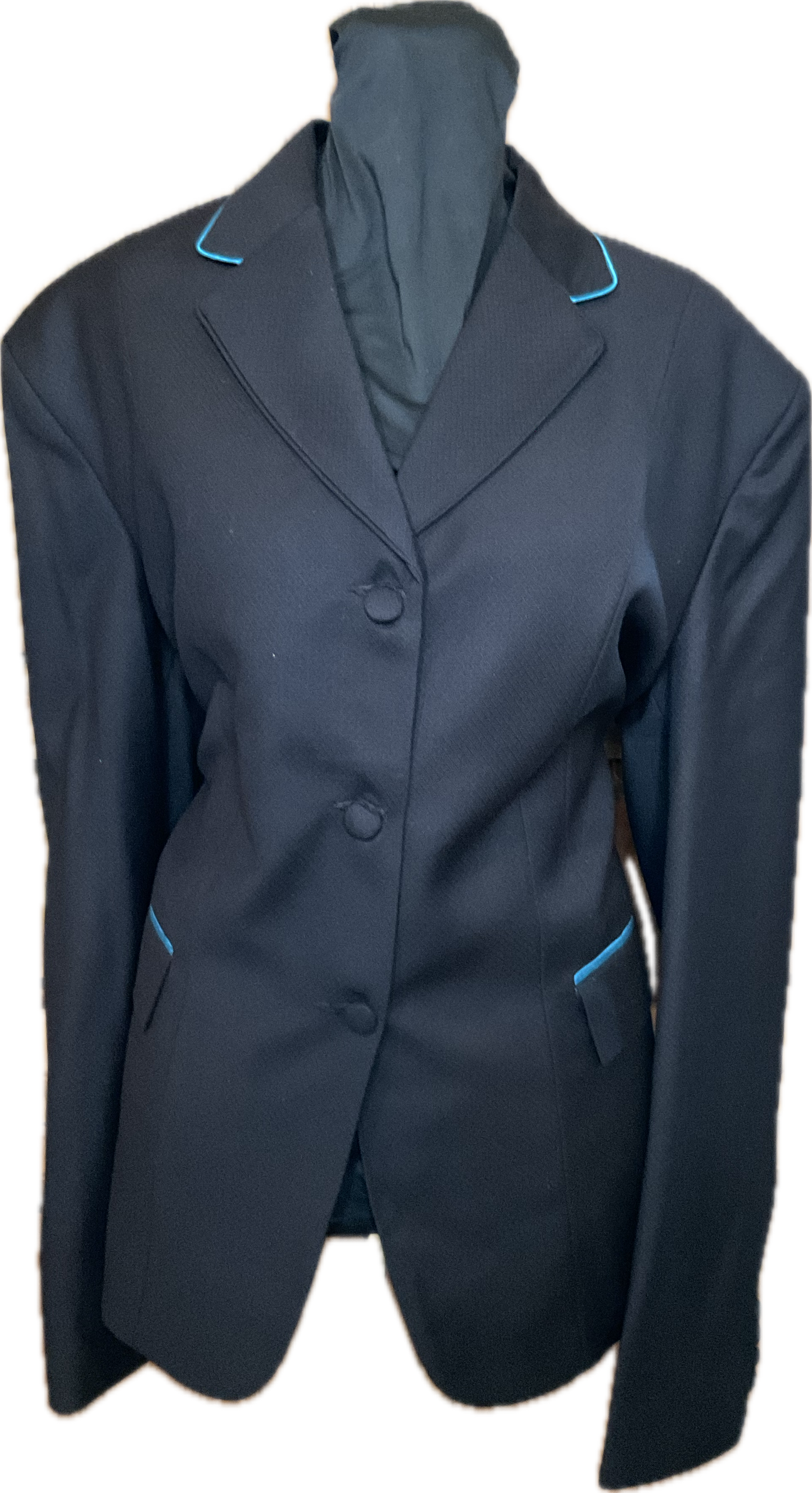 *46 Bust* Black with Matching Blue Velvet Collar