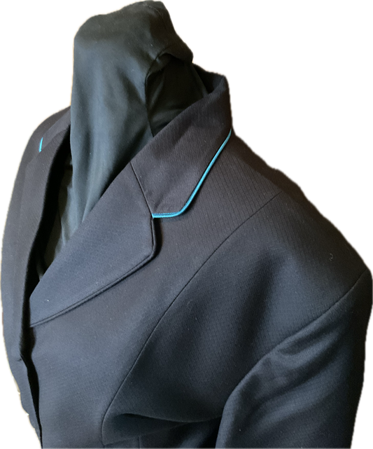 *46 Bust* Black with Matching Blue Velvet Collar