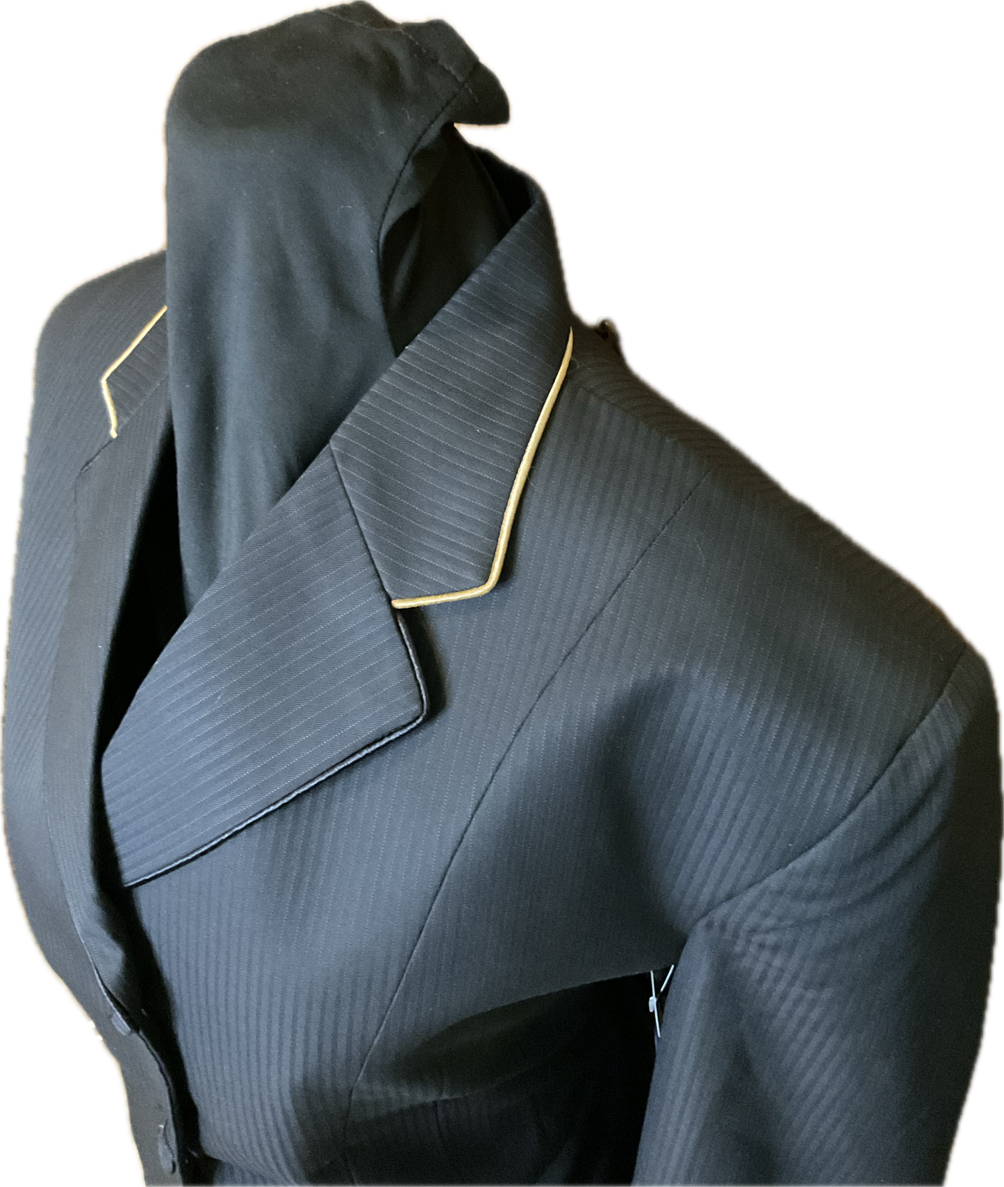 *42 Bust* Black Plaid with Matching Velvet Collar and Gold Piping