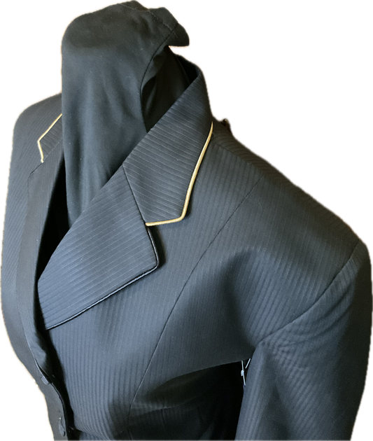 *42 Bust* Black Plaid with Matching Velvet Collar and Gold Piping