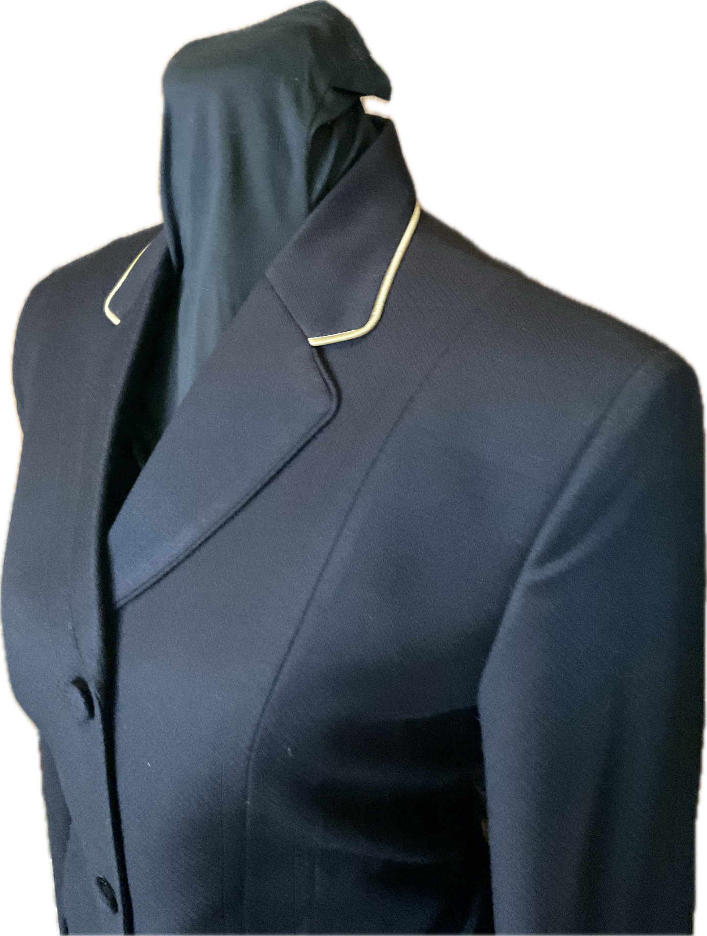 *34 Bust* Black with Matching Velvet Collar and Gold Piping