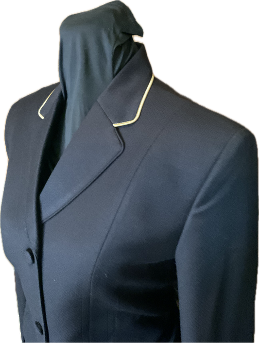 *34 Bust* Black with Matching Velvet Collar and Gold Piping