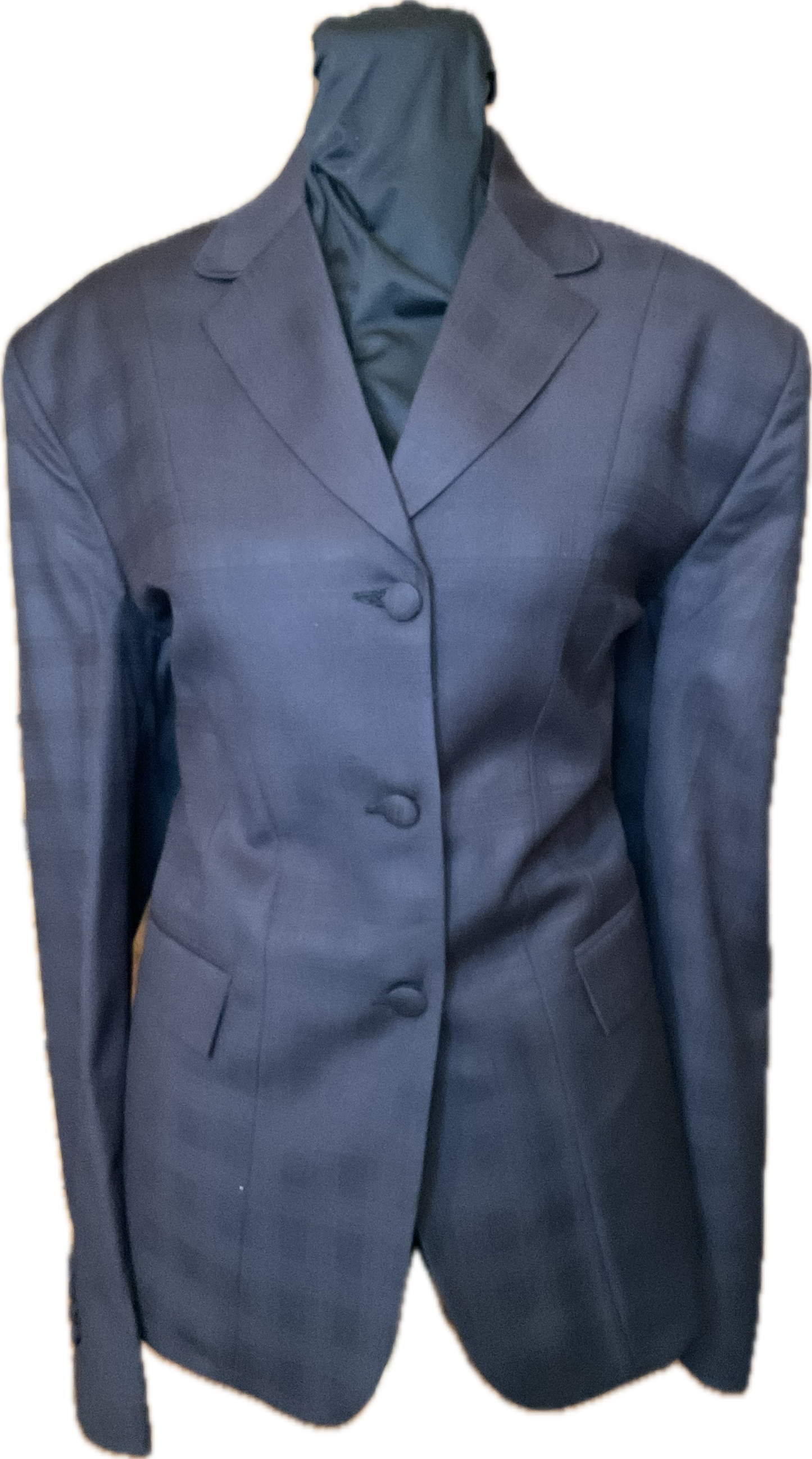 *40 Bust* Black Plaid with Matching Velvet Collar and Black Piping