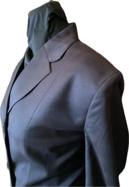 *40 Bust* Black Plaid with Matching Velvet Collar and Black Piping