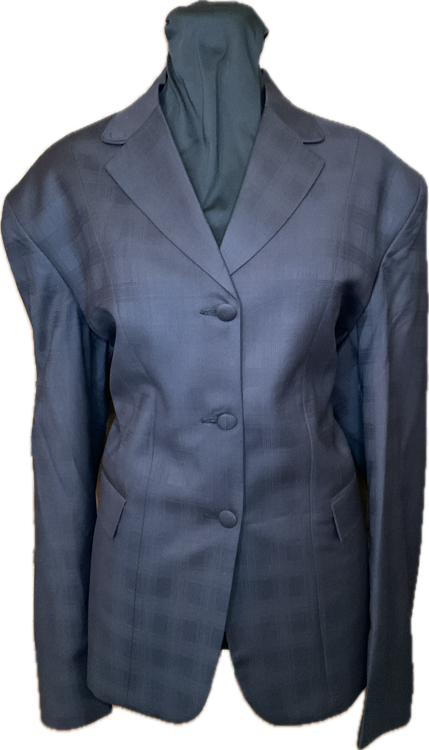 *44 Bust* Black Plaid with Matching Velvet Collar