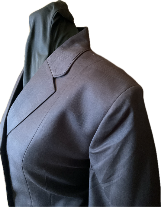 *38 Bust* Black Plaid with Matching Velvet Collar and Black Piping