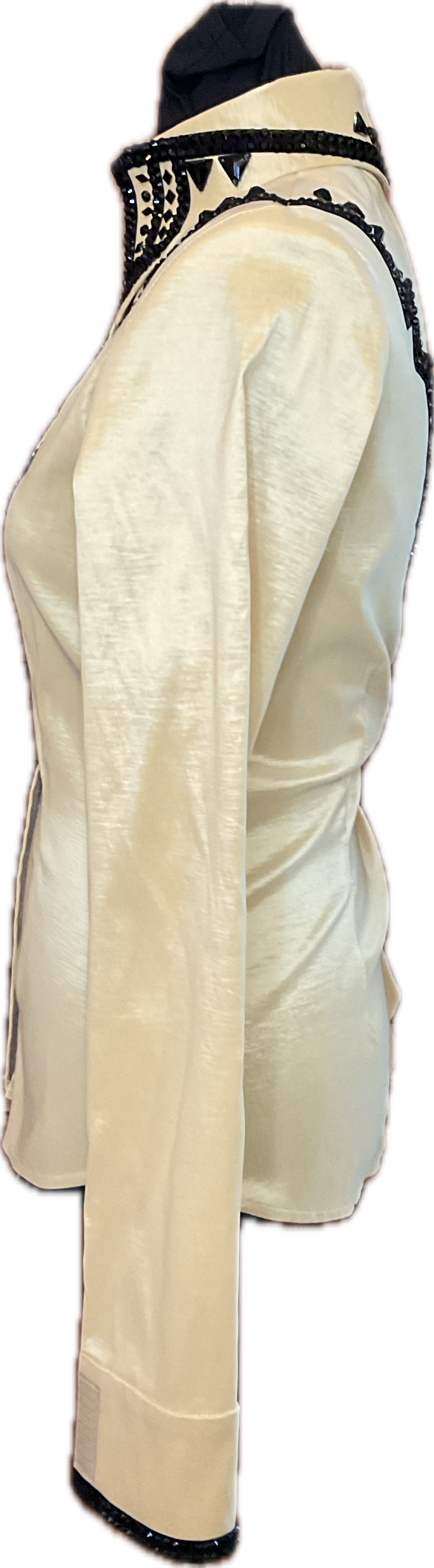 Size Small Gold Stretch Tafeta Day Shirt with Black Detailing