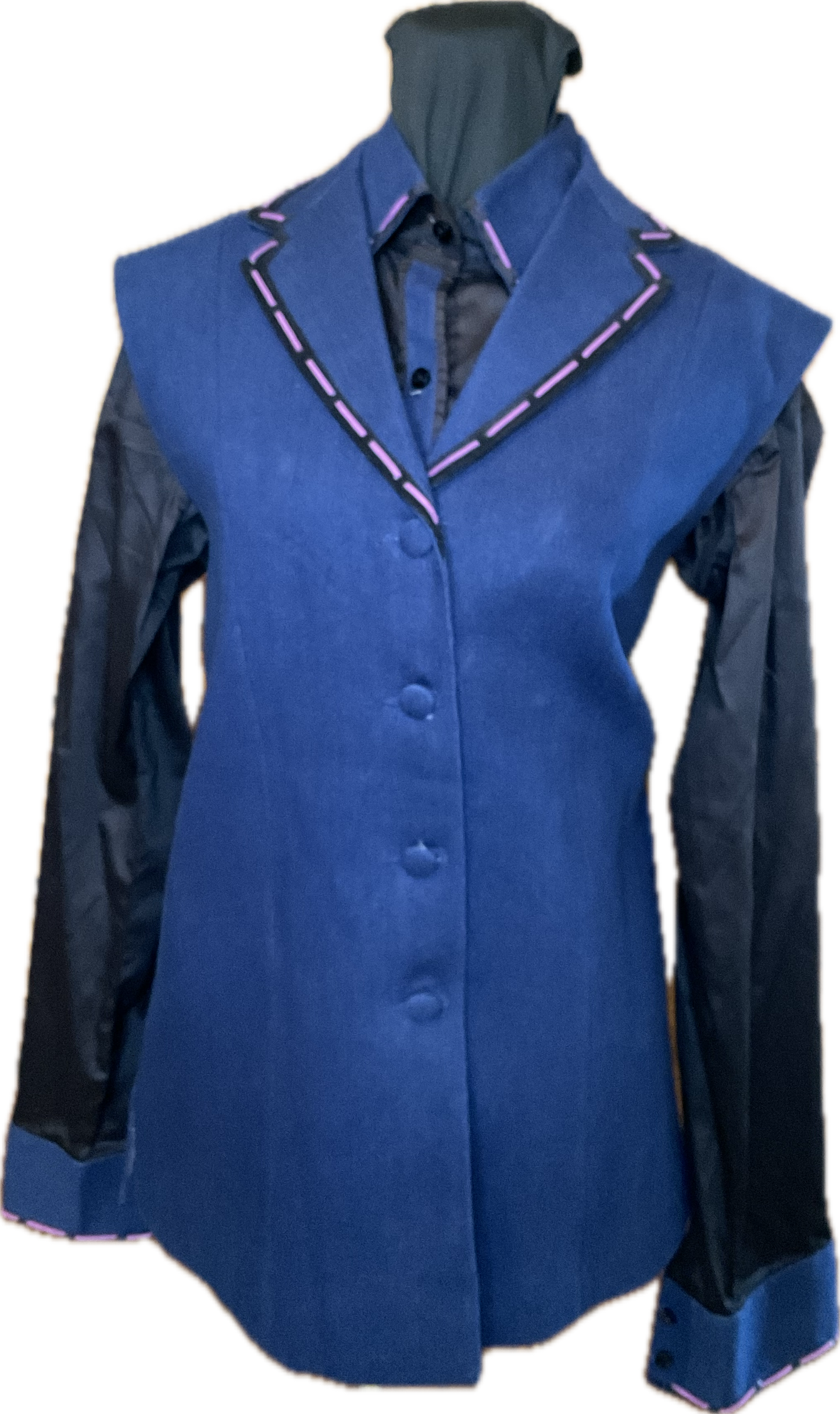 *42 Bust* Vest Set * Navy Print with Matching Shirt and Purple Details