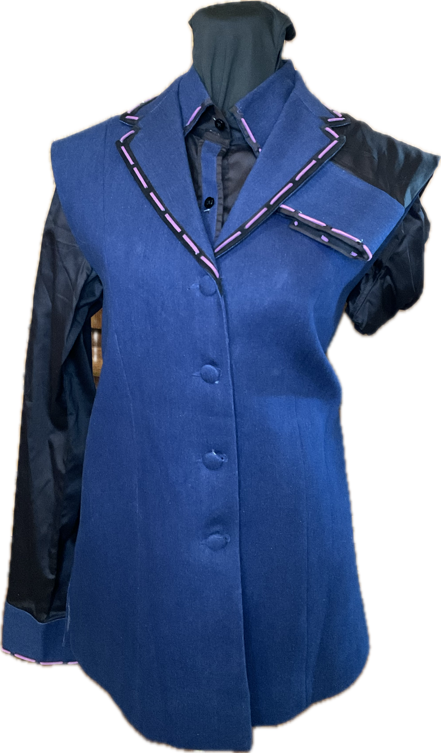 *42 Bust* Vest Set * Navy Print with Matching Shirt and Purple Details