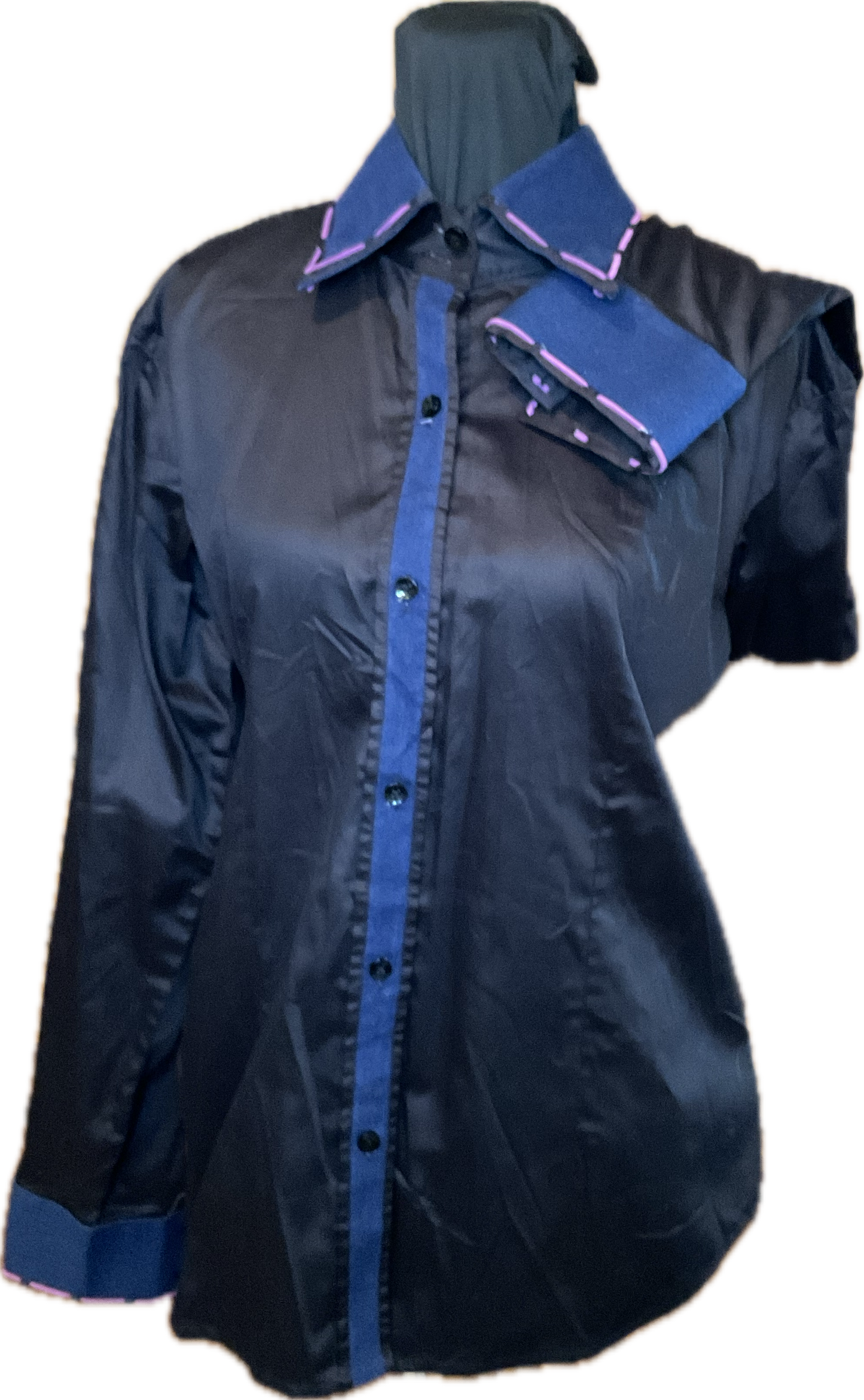 *42 Bust* Vest Set * Navy Print with Matching Shirt and Purple Details